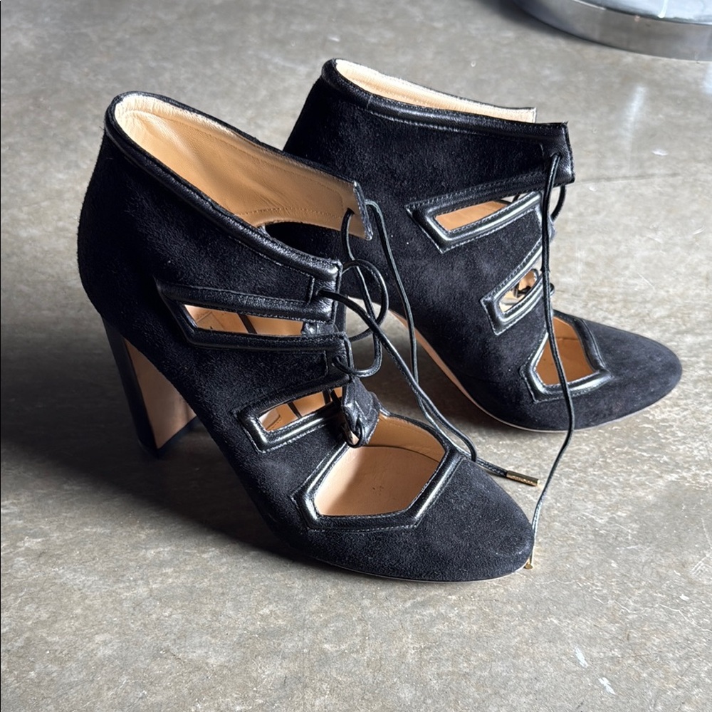 Jimmy Choo Black Heeled Booties with Cutout Design